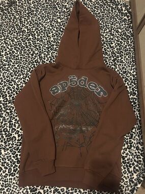 Travis Scott X Sp5der brown hoodie